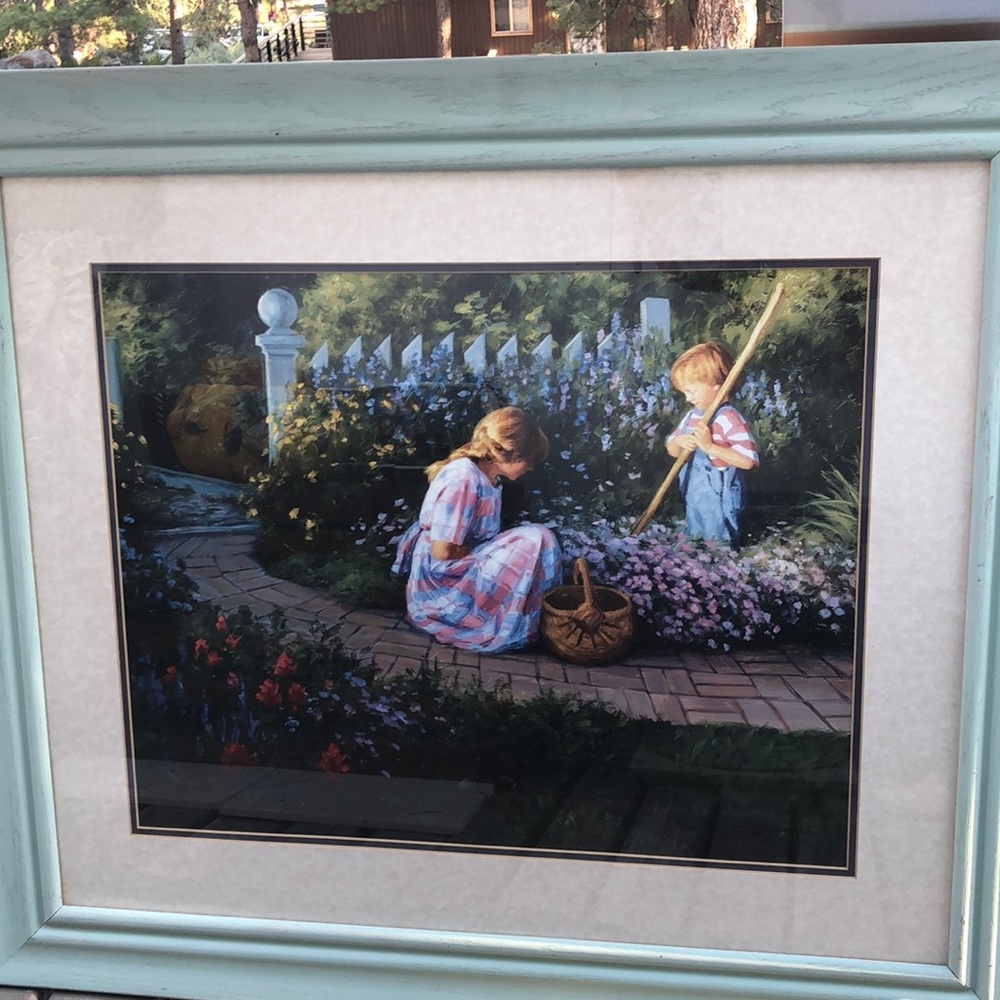 Beautiful print of children in garden